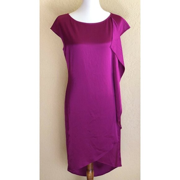 St. John Collection Womens Boat Neck Ruffle Hi-Lo Satin Dress Size 6 $995 - Picture 11 of 12